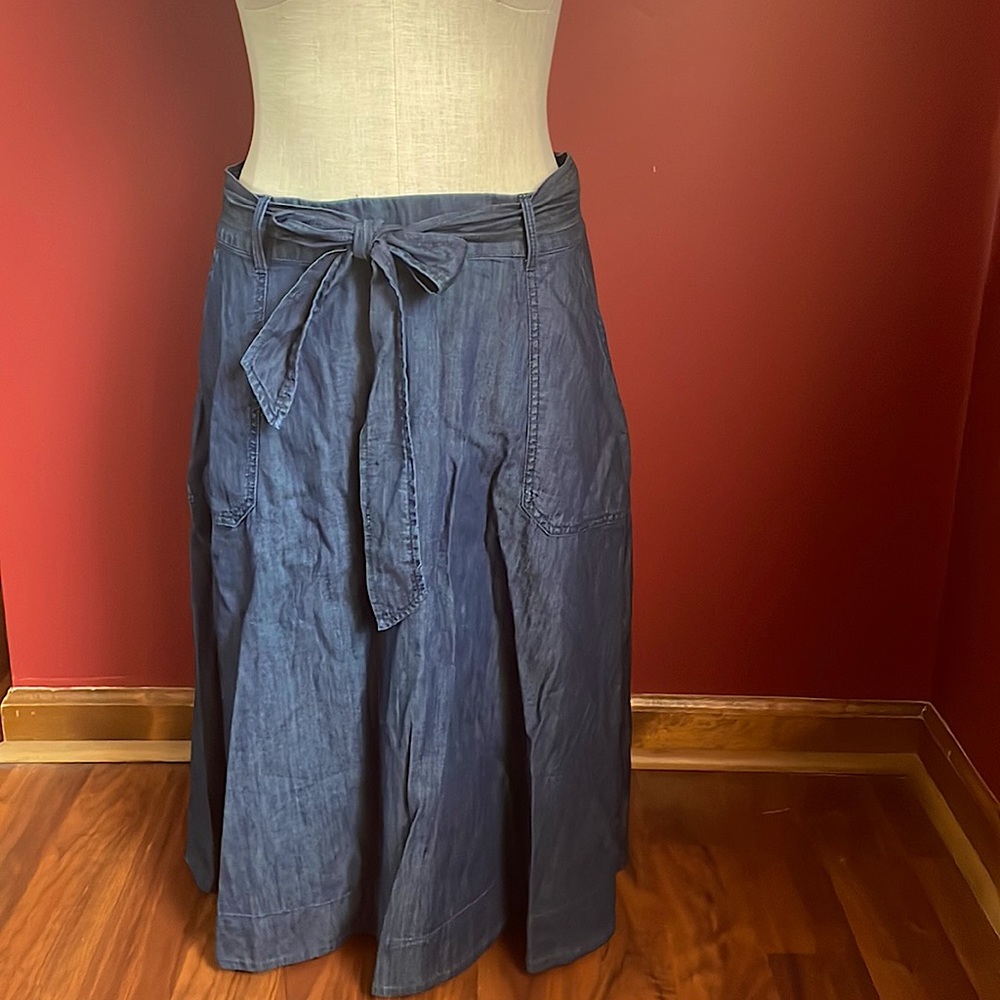 COTTON DENIM MIDI SKIRT